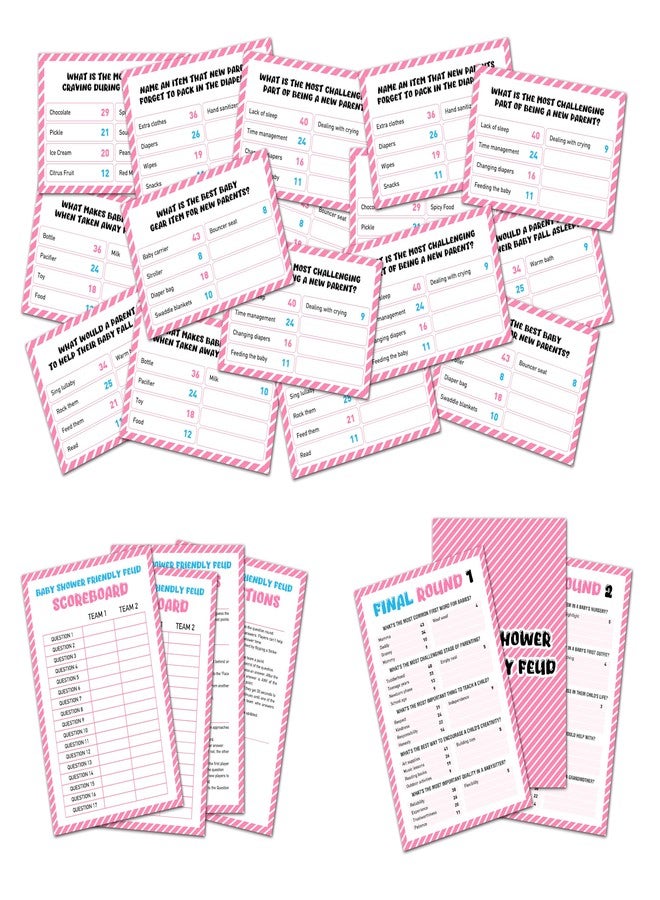 Mueddur Baby Shower Friendly Feud Game, Pink Baby Shower Games for Girl, Sprinkle Activities Decorations for Guests, Gender Reveal Group Games for Adults, 04 - Image 1